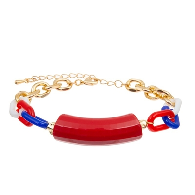 De bamboebar parelt Gouden Kettings Met de hand gemaakte Armband Kleurrijk voor Onafhankelijkheidsdag