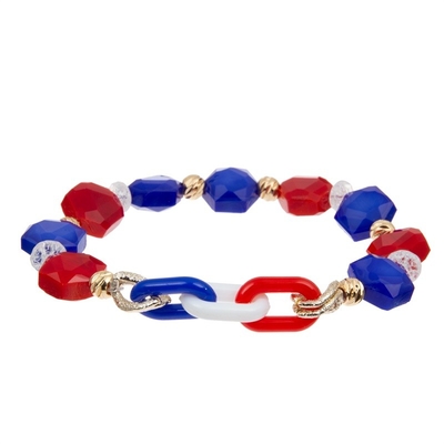 De Vakantie van de onafhankelijkheidsdag parelt Armband Vastgestelde Witte Rode Blauwe Kleur voor Meisje