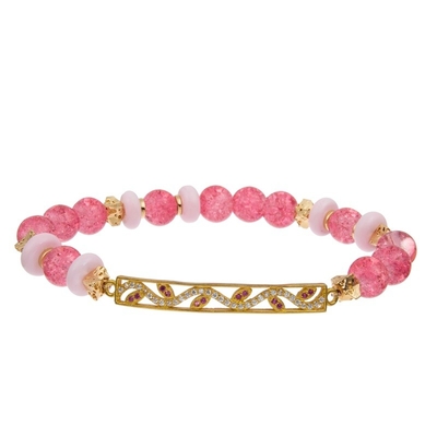 Armband van Handcraft van suikergoedparels glanst de Elastische Stapelbare die wordt geplaatst met Zircon-Charme