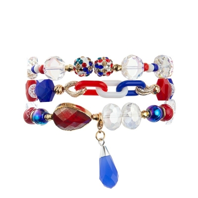 De Vakantie van de onafhankelijkheidsdag parelt Armband Vastgestelde Witte Rode Blauwe Kleur voor Meisje