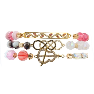 Armband van Handcraft van suikergoedparels glanst de Elastische Stapelbare die wordt geplaatst met Zircon-Charme