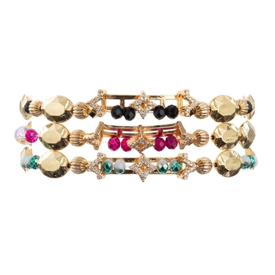 De Charme Met de hand gemaakte Elastische Armbanden van de Zircon Gouden Ster met Vlakke Vormparels voor Meisje