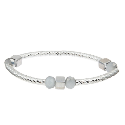 De zilveren Vastgestelde Douane van de Bar Met de hand gemaakte Stapelbare Armband met Crystal Beads