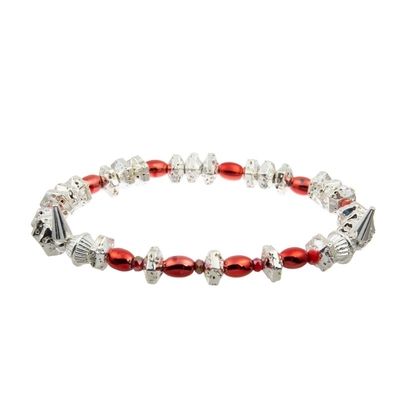 Van het Glascrystal charm bracelet with red van de luipaarddruk de Zilveren Parels