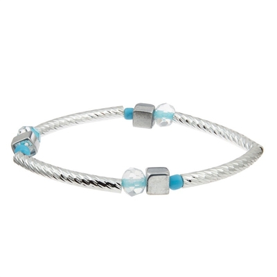 De zilveren Vastgestelde Douane van de Bar Met de hand gemaakte Stapelbare Armband met Crystal Beads