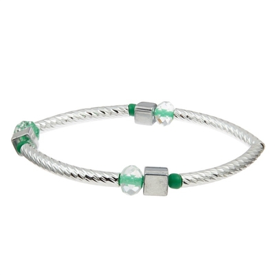 De zilveren Vastgestelde Douane van de Bar Met de hand gemaakte Stapelbare Armband met Crystal Beads
