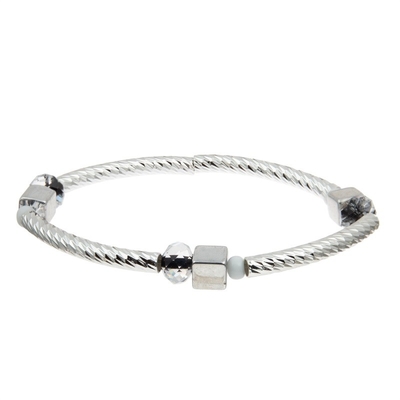 De zilveren Vastgestelde Douane van de Bar Met de hand gemaakte Stapelbare Armband met Crystal Beads