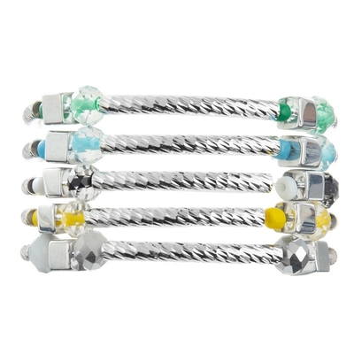 De zilveren Vastgestelde Douane van de Bar Met de hand gemaakte Stapelbare Armband met Crystal Beads
