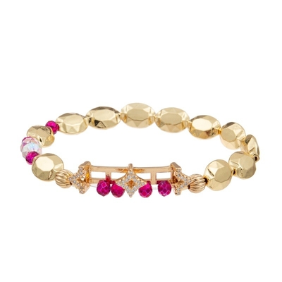De Charme Met de hand gemaakte Elastische Armbanden van de Zircon Gouden Ster met Vlakke Vormparels voor Meisje