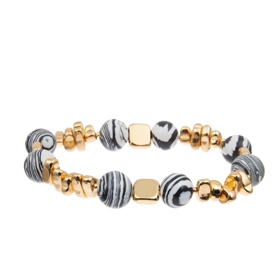 Het met de hand gemaakte Gestreepte Drukleer parelt Armband Zwarte Witte Kleur voor dame