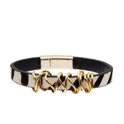 Het met de hand gemaakte Gestreepte Drukleer parelt Armband Zwarte Witte Kleur voor dame