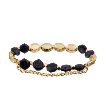 De elastische Armband van de het Bladcharme van Zircon van Malachietparels met Gouden Ketting