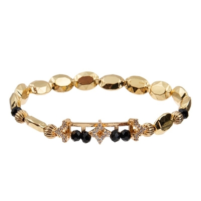 De Charme Met de hand gemaakte Elastische Armbanden van de Zircon Gouden Ster met Vlakke Vormparels voor Meisje