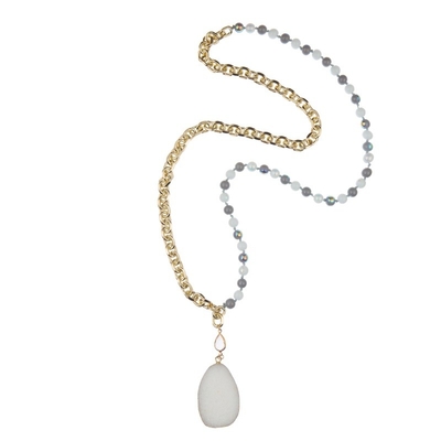 Natuurlijke de Tegenhanger van Halfedelsteendruzy het Helen Parelshalsband 8mm met Gouden Ketting
