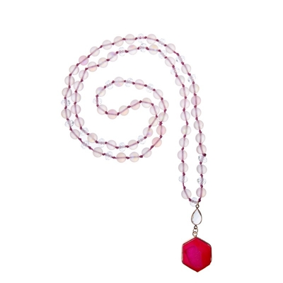 Roze Druzy-Tegenhanger om Geparelde Halsband 8mm van de Mysticusmeermin Glas voor Vrouwenmeisje