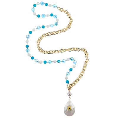 Natuurlijke Gouden de Kettingshalsband Veelkleurige 8mm van Shell Pendant Glass Crystal Beads