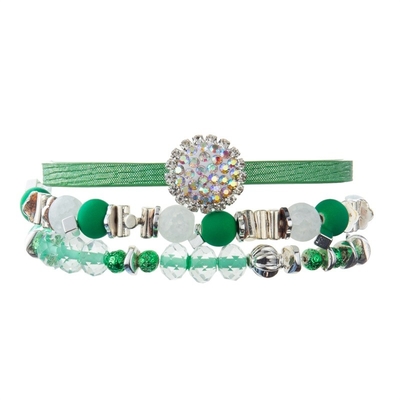 Met de hand gemaakte die Armband van het partij de Groene Leer met Minimalistische Zircon-Rotsbal wordt geplaatst