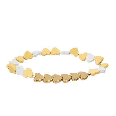 De heldere Gele Halve Kettingshelft parelt Armband met Tegenhanger van het de Liefdehart van 14k de Gouden Zircon
