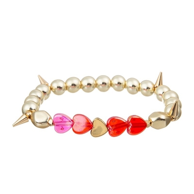 Het gouden Kleurenmetaal parelt Roze Hart Met de hand gemaakte die Armband voor Meisje als Gift wordt geplaatst