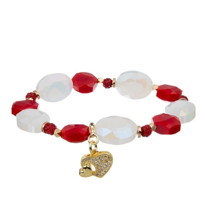 Het gouden Kleurenmetaal parelt Roze Hart Met de hand gemaakte die Armband voor Meisje als Gift wordt geplaatst