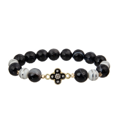 Van het Leerzircon van de Sexangle Gestreepte die Druk de Charmearmband met Speciale Telraamtegenhanger wordt geplaatst