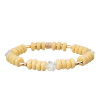 De heldere Gele Halve Kettingshelft parelt Armband met Tegenhanger van het de Liefdehart van 14k de Gouden Zircon