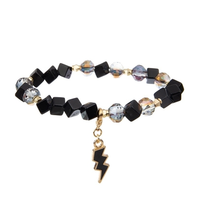 Van het Leerzircon van de Sexangle Gestreepte die Druk de Charmearmband met Speciale Telraamtegenhanger wordt geplaatst