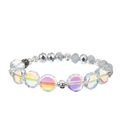 De metaalbar bedekt Parels Met de hand gemaakte Armband Vastgesteld Gray Color Adjustable Stackable