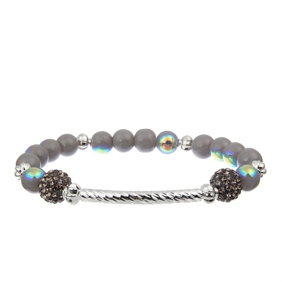 De metaalbar bedekt Parels Met de hand gemaakte Armband Vastgesteld Gray Color Adjustable Stackable