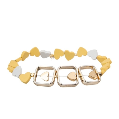 Het geschilderde Geparelde Hematiethart stapelde Elastische Armband Regelbare Kleurrijk