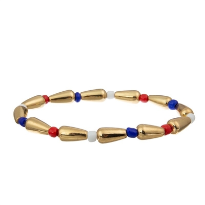 Van het Zaadparels van de onafhankelijkheidsdag Met de hand gemaakte de Armband Vastgestelde Elastische Kleurrijk