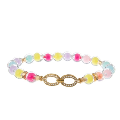 Van de Sterparels van het tienermeisje de Plastic Kleur van de de Armbandregenboog met Oneindige Metaalcharme