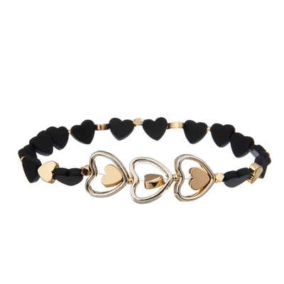 Koele Dameround beads bracelet Vastgestelde Zwarte Facted Kleine Grootte met Druzy-Charme