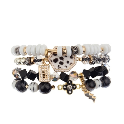 Van het Leerzircon van de Sexangle Gestreepte die Druk de Charmearmband met Speciale Telraamtegenhanger wordt geplaatst