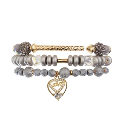 De metaal Zilveren Ronde Armbanden van Vorm Met de hand gemaakte Parels met het Harttegenhanger van de Liefdebrief