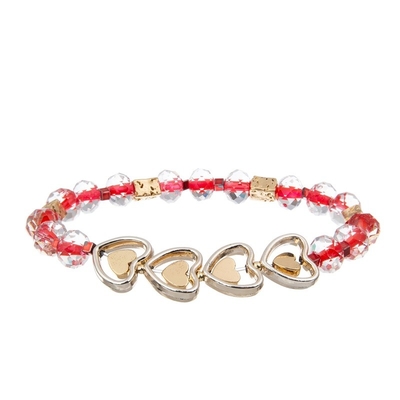 De gouden Hartcharme XOXO past Armbanden van Naam de Met de hand gemaakte Parels voor Meisjegift aan