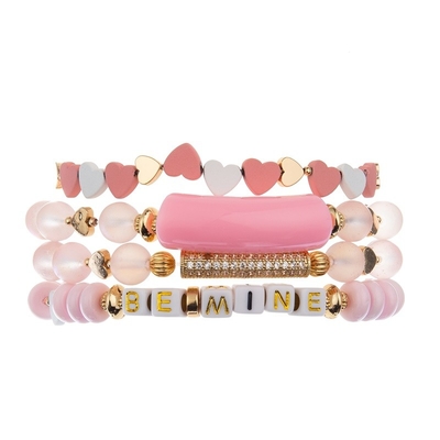 Het de Daggoud van roze Valentine bedekt Bararmband aanpast Naam voor Meisje