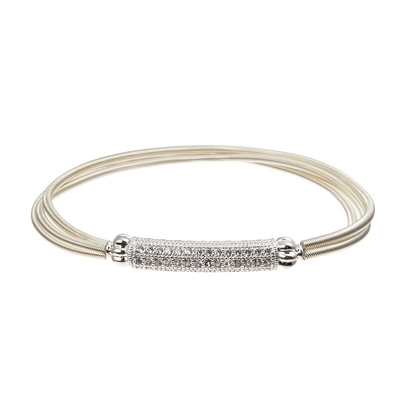 Met de hand gemaakte de Fonkelings Zilveren Kleur van de damezircon metal bar Armband met de Lente