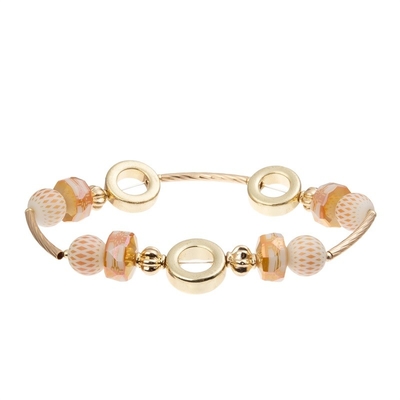 Dameorange glass beads Met de hand gemaakte Armband met Gouden Metaal Bean Beads At Fall