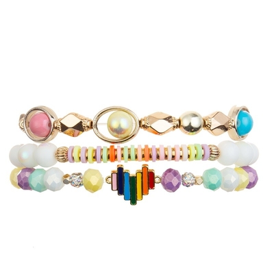 Armband van de Charme de Met de hand gemaakte Parels van het regenbooghart Kleurrijk voor Vrouwenpartij