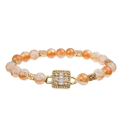 Dameorange glass beads Met de hand gemaakte Armband met Gouden Metaal Bean Beads At Fall