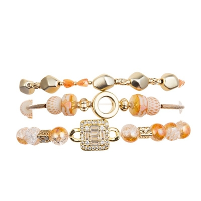 Dameorange glass beads Met de hand gemaakte Armband met Gouden Metaal Bean Beads At Fall