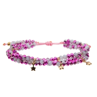 Glas Crystal Handmade Beads Bracelet Faceted met Roze Cherry Charm