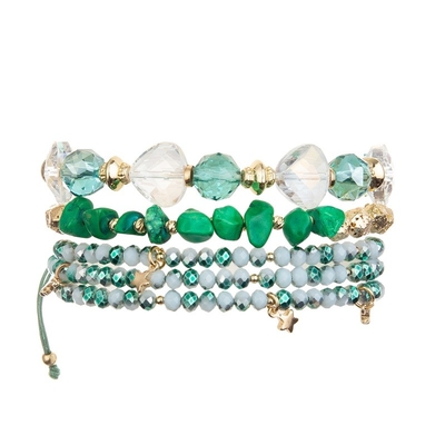 Geparelde Emerald Bracelet With Gold Metal-Stapelbare de Armbandreeks van de Stercharme