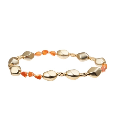 Dameorange glass beads Met de hand gemaakte Armband met Gouden Metaal Bean Beads At Fall