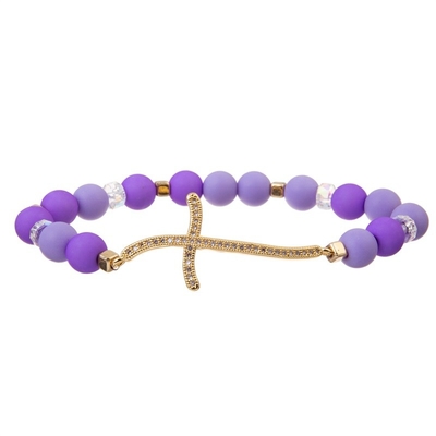 Het Regelbare 0.7mm Elastische Koord van Purple Heart Crystal Beads Bracelet Set With