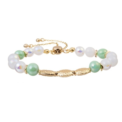 De Ronde Parels van de luipaarddruk met de Gouden Gift van het de Armband Regelbare Meisje van Metaalparels