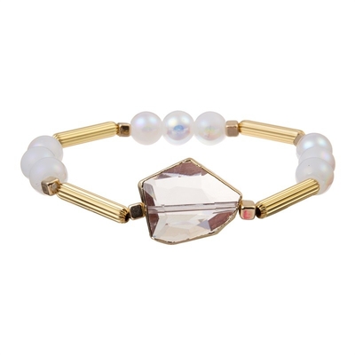 De duidelijke Regelbare Armband van Crystal Charm Women ' S met de Gouden Bar van het Randmetaal