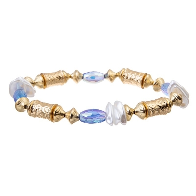 Glanzend Blauw Crystal Handmade Beads Bracelets Set Regelbare 6.5in