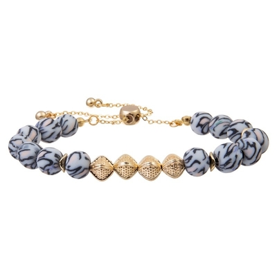 De Ronde Parels van de luipaarddruk met de Gouden Gift van het de Armband Regelbare Meisje van Metaalparels